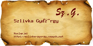 Szlivka György névjegykártya